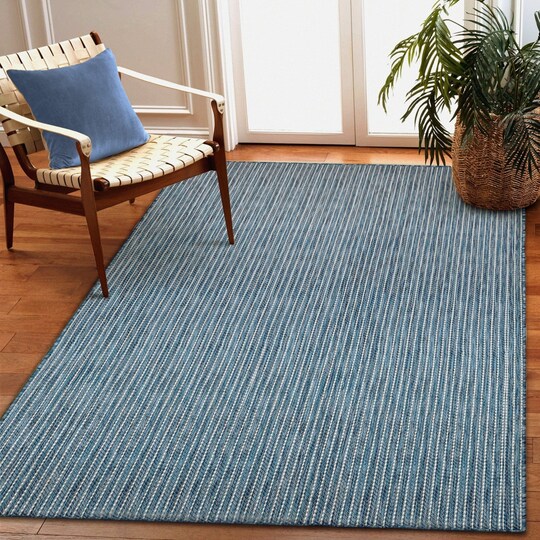 The Rug Department Liora Manne Carmel Texture Stripe Indoor Outdoor Area Rug Navy